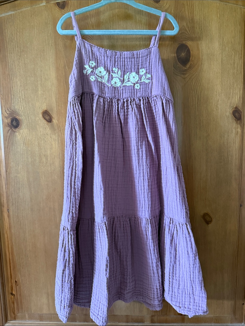 H&M Mauve Maxi Skirt with White Floral Embroidery
